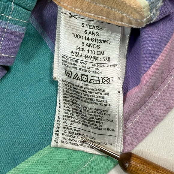 GAP Boys Pastel Easter Plaid Button Down Shirt 5T Colorful Classic Spring Preppy - Picture 11 of 11